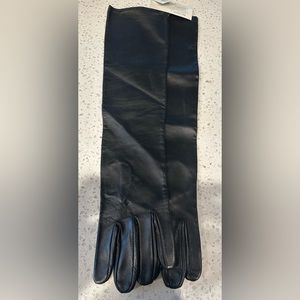 VINTAGE BLACK LEATHER FULL FINGER OPERA SZ LARGE GLOVES